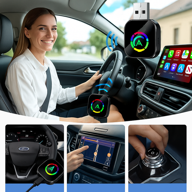 Беспроводной адаптер CarPlay и Android Auto с USB Type-C для автомобиля Plug & Play - изображение 7