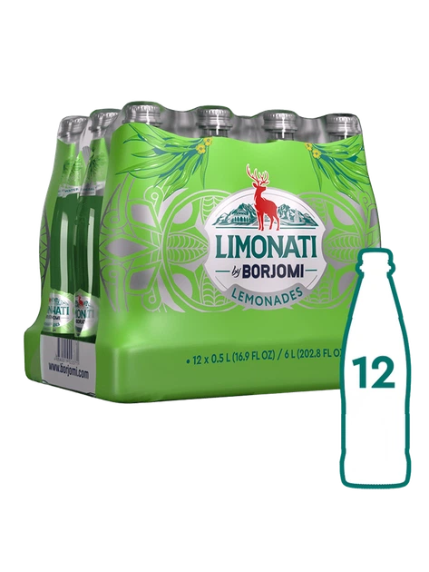Упаковка сильногазованого лимонаду Borjomi Limonati Тархун 0,5 л х 12 пляшок - изображение 2