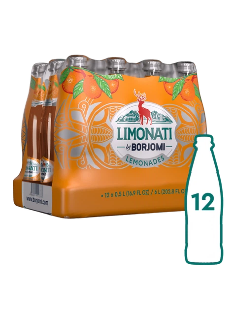 Упаковка сильногазованого лимонаду Borjomi Limonati Аджарський мандарин 0,5 л х 12 пляшок - зображення 2