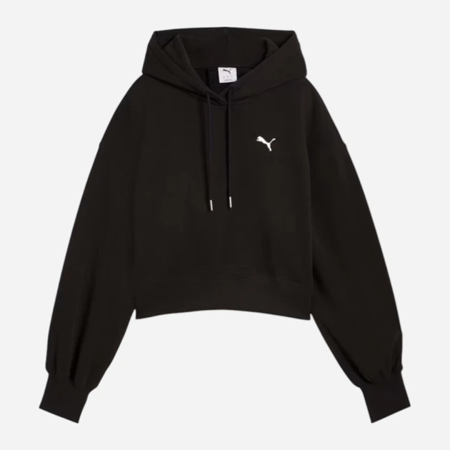 Bluza damska z kapturem Puma Wardrobe Ess Relaxed Cropped Hoodie Tr 62974601 M Czarna (4067983650840) - obraz 5