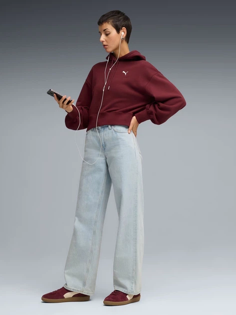 Bluza damska Puma Wardrobe Ess Relaxed Cropped Hoodie Tr 62974696 M Bordowa (4069157387231) - obraz 3