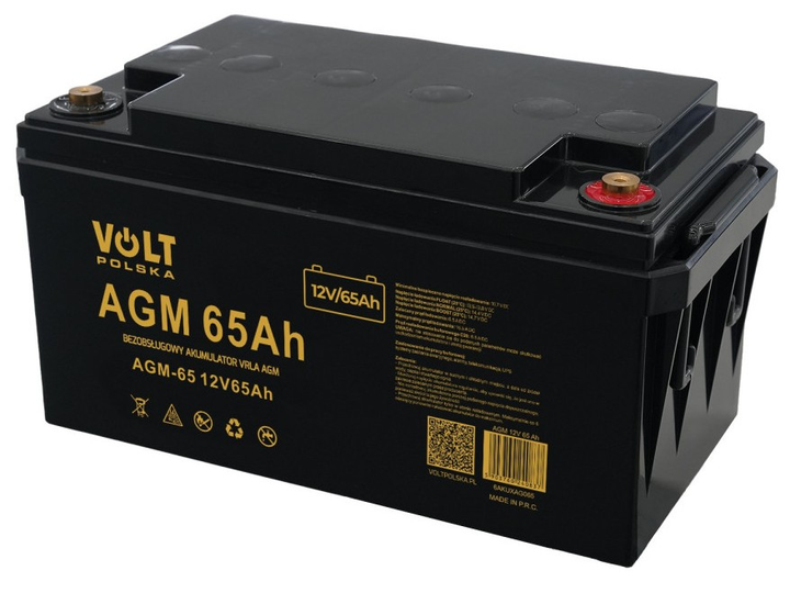 Akumulator Volt Polska AGM 12V 65Ah VRLA (5903760240837) - obraz 1