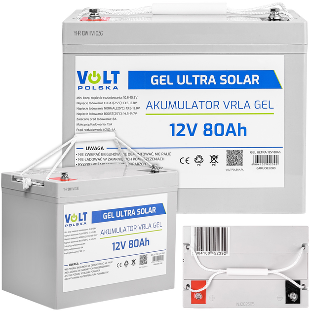 Акумуляторна батарея Volt Polska GEL ULTRA SOLAR 12V 80Ah (5904100452392) - зображення 5