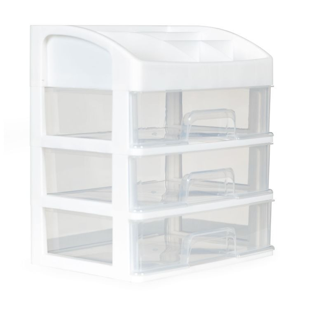 Organizer na kosmetyki ModernHome by Multistore z szufladami i przegrodami biały (5903769979165) - obraz 1