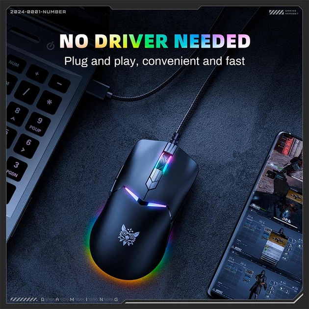 Миша Onikuma RGB Wired Gaming Mouse CW929 |400/800/1600/3200/6400 DPI| Колір white - изображение 16