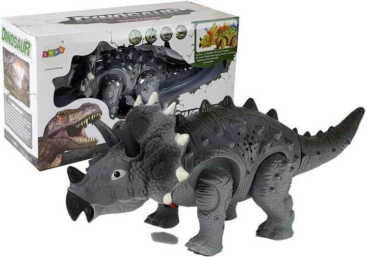 Динозавр LEAN Toys Трицератопс на батарейках Сірий 7188 (5905214970765) - зображення 2