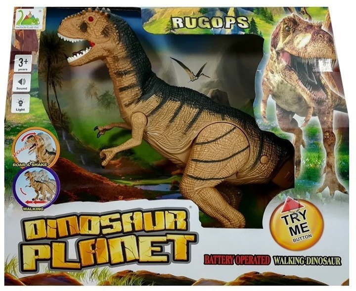 Динозавр LEAN Toys Ругопс рухається, ричить та світиться на батарейках 4552 (5905323211148) - зображення 1
