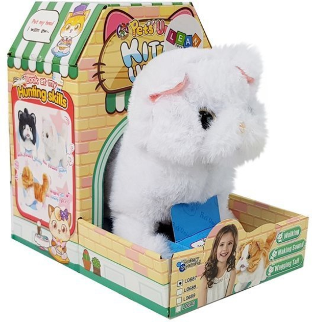 Кіт LEAN Toys Перс ходить і рухає хвостом на батарейках Білий 7350 (5905323214262) - зображення 1