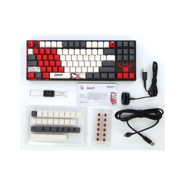 Клавиатура A4Tech Bloody WS87 Naraka Wireless/Bluetooth Black/Red