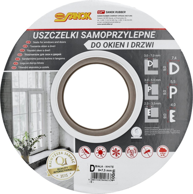 Ущільнювач для вікон та дверей Stomil Sanok EPDM тип D 100 м Білий (5901729949623) - зображення 3