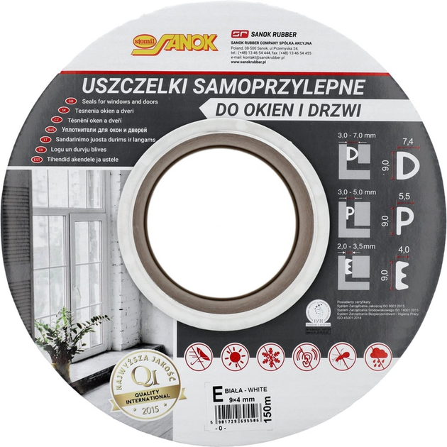 Ущільнювач для вікон та дверей Stomil Sanok EPDM тип E 150 м Білий (5901729695506) - зображення 3