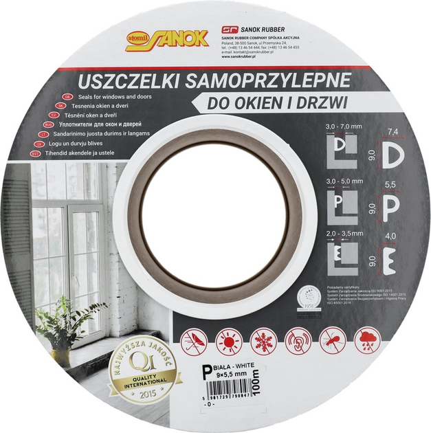 Ущільнювач для вікон та дверей Stomil Sanok EPDM тип P 100 м Білий (5901729798047) - зображення 3