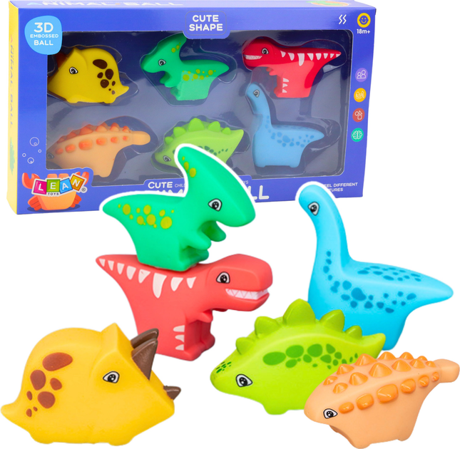 Zestaw zabawek do kąpeili LEAN Toys Dinozaury Kolorowe 22854 (5905991052036) - obraz 2