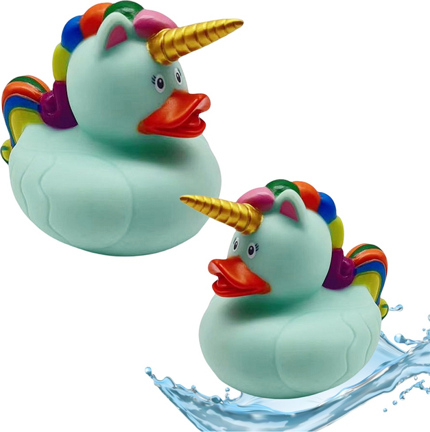 Zabawka do kąpieli LEAN Toys Kaczuszka Jednorożec Zielona 21042 (5905991036074) - obraz 2