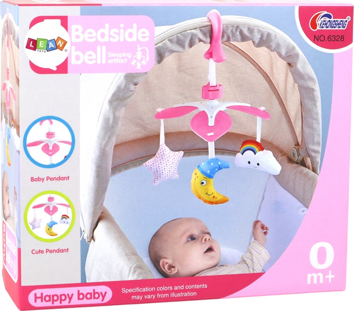 Karuzela do łóżeczka uniwersalna LEAN Toys Różowa 22797 (5905991051466) - obraz 1