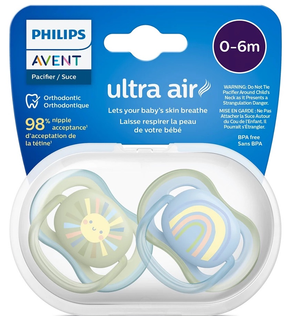 Пустушка ортодонтична Philips AVENT Ultra Air 0-6м 2 шт SCF085/58 (8720689017510) - зображення 7