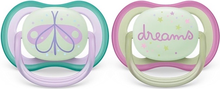 Smoczek ortodontyczny Philips AVENT Ultra Air Nighttime 0-6m 2 szt SCF376/19 (8720689016162) - obraz 1