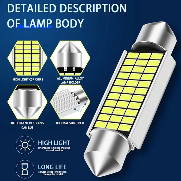 LED автолампы C10W 30SMD 3014, 39мм, 10шт - изображение 5