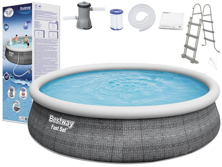 Basen Bestway Fast Set z pompą filtracyjną 57372 457 x 107 cm Szary (6942138984651) - obraz 4