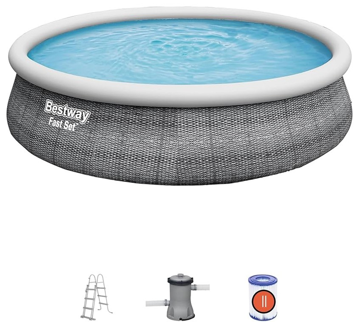 Basen Bestway Fast Set z pompą filtracyjną 57372 457 x 107 cm Szary (6942138984651) - obraz 6