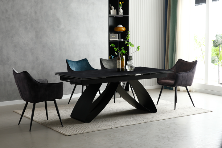 Стол раскладной керамический WILLIAM CERAMIC 180(260)*90 Песчаный камень / Черный каркас Intarsio - изображение 4