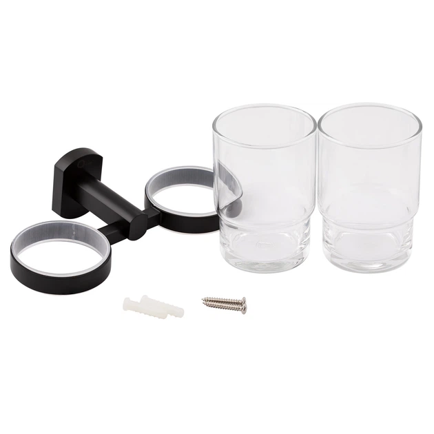 Стакан с держателем Qtap Liberty настенный двойной QTLIBBLM1155 Black - изображение 4