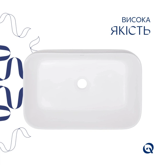 Комплект Qtap Scorpio: Раковина накладная 550x390x120 мм, White, прямоугольная + Донный клапан Pop-up PU02 - изображение 4