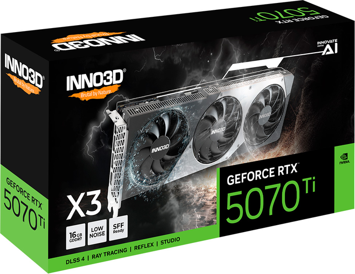 Відеокарта INNO3D PCI-Ex GeForce RTX 5070 Ti X3 16GB GDDR7 (256bit) (2452/28000) (HDMI, 3 x DisplayPort) (N507T3-16D7-176068N) - зображення 3