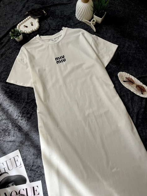 Сукня з вишивкою «Miu Miu”Біла 1067 One size - зображення 4