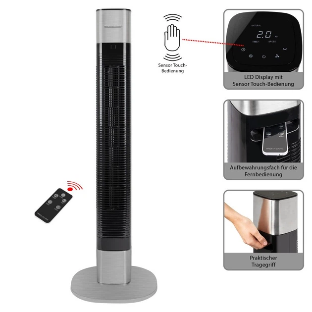Вентилятор колонний ProfiCare Tower Fan 105 см, 50 Вт з тихою роботою та пультом ДК (PC-TVL 3068) - Фото 8 Вентилятор колонний ProfiCare Tower Fan 105 см, 50 Вт з тихою роботою та пультом ДК (PC-TVL 3068) - зображення 8