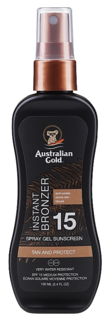 Żel-spray przeciwsłoneczny Australian Gold Instant Bronzer SPF 15 100 ml (0054402730423) - obraz 1