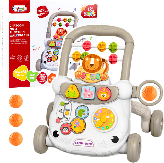 Chodzik-pchacz interaktywny edukacyjny LEAN Toys Szary 22825 (5905991051749) - obraz 2