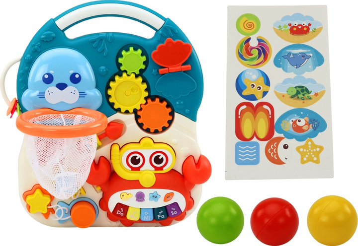 Chodzik-pchacz LEAN Toys 2w1 z panelem interaktywnym i stolikiem Niebieski 17383 (5905991002499) - obraz 5