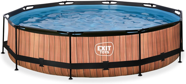 Басейн каркасний Exit Wood Pool з фільтрувальною помпою 360 × 76 см Коричневий (8719874703420) - зображення 1