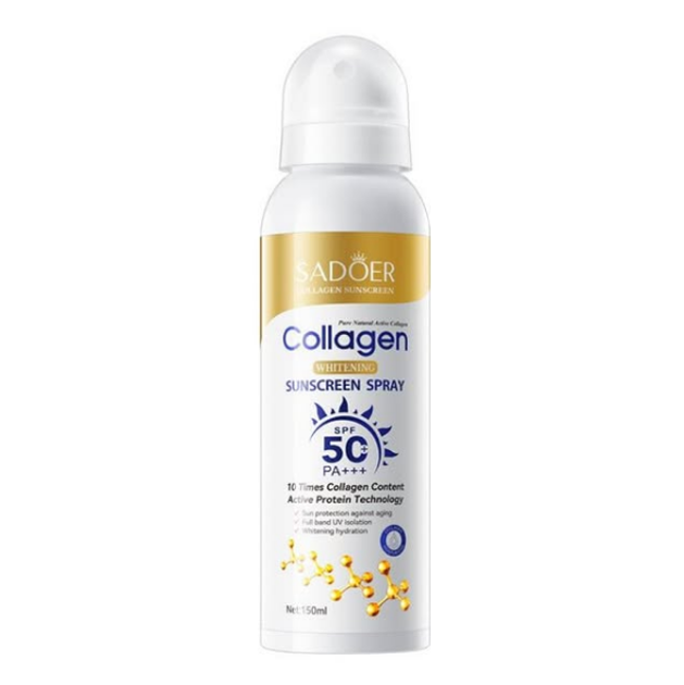 Отбеливающий солнцезащитный спрей для лица с коллагеном Sadoer COLLAGEN WHITENING SUNSCREEN SPF 50 PA+++, 150 мл (6942349738142) - Фото 1 Отбеливающий солнцезащитный спрей для лица с коллагеном Sadoer COLLAGEN WHITENING SUNSCREEN SPF 50 PA+++, 150 мл (6942349738142) - изображение 1
