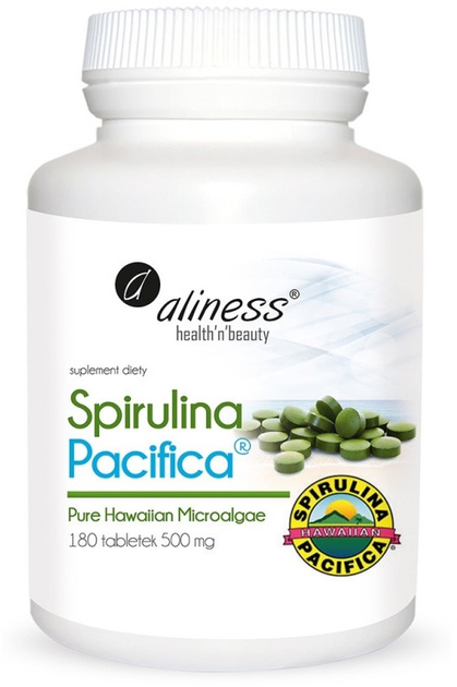 Suplement diety Aliness Spirulina Pacyfica Hawajska 500 mg 180 tabletek (5903242580024) - obraz 1