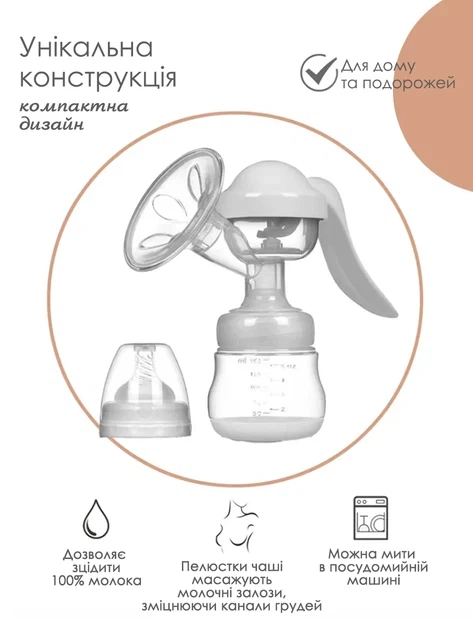 Молокоотсос Zimeitu Manual Massag 2в1 и Силиконовая бутылка-ложка объемом 90 мл v-13132 - изображение 6