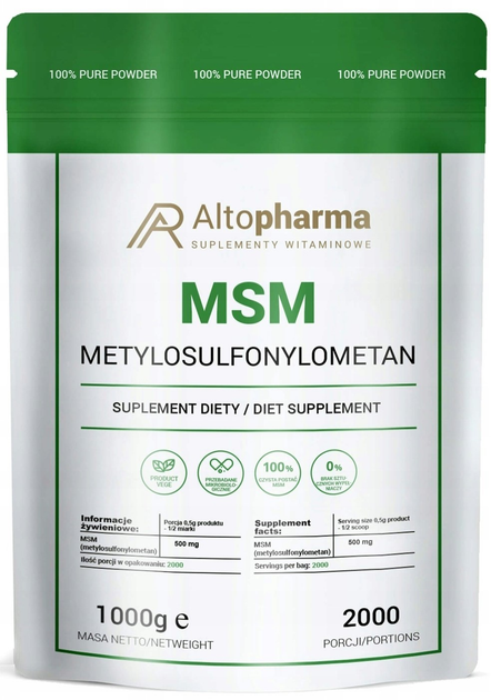 Харчова добавка Alto Pharma MSM Метилсульфонілметан 1000 г (5903661237592) - зображення 1