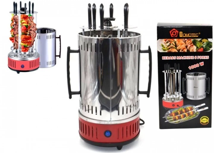 Электрошашлычица Шампура Domotec BBQ MS-7783/ 7134 RED для дома вертикальная (мясо, колбаски, свинные ребрышки, овощи, грибы, креветки) 1000W - изображение 3