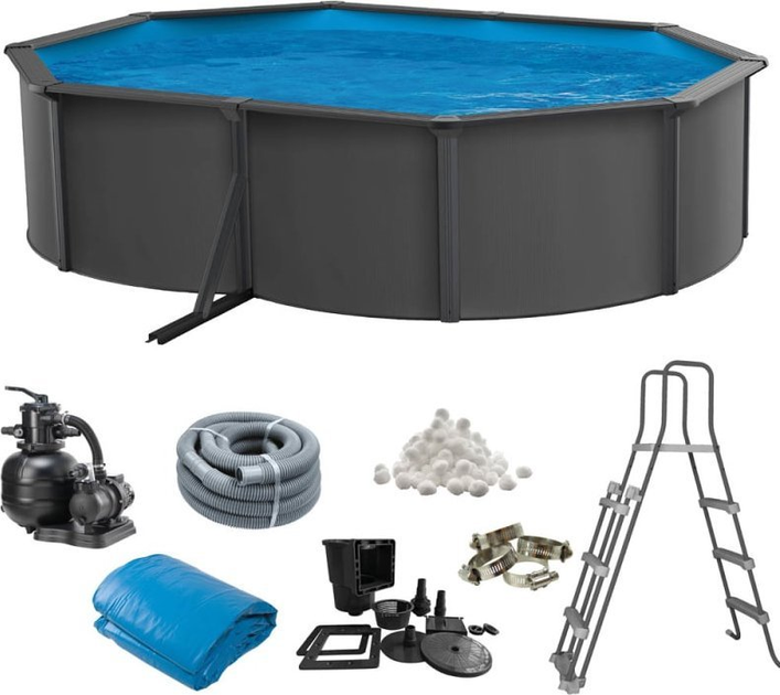 Basen Swim and Fun Basic Pool Oval 2934 490 x 360 x 120 cm Antracytowy (5704841029347) - obraz 1