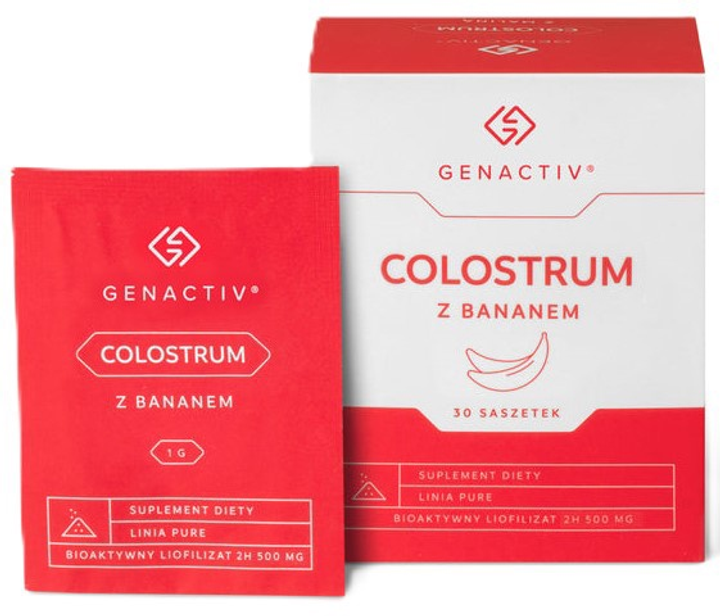 Харчова добавка Genactiv Colostrum з бананом 30 саше (5907546536053) - зображення 1