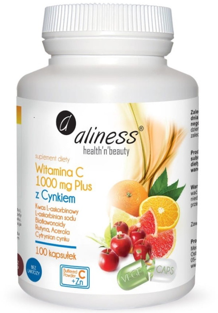 Suplement diety Aliness Witamina C Plus 1000 mg z Cynkiem 100 kapsułek (5903242583643) - obraz 1