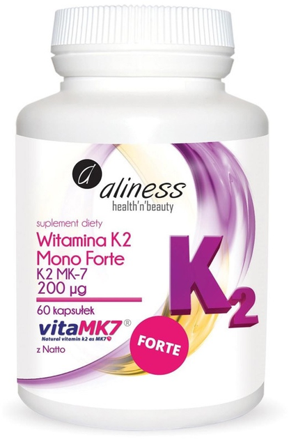 Харчова добавка Aliness Вітамін K2 MK-7 Mono Forte 200 мкг 60 капсул (5902596935016) - зображення 1