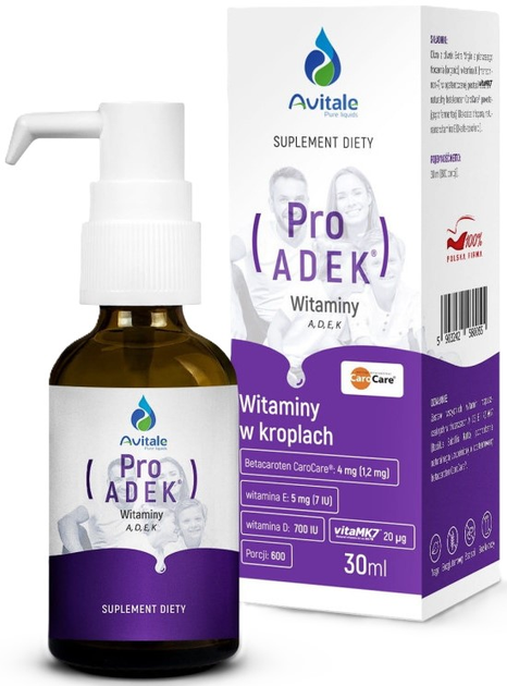 Suplement diety Avitale ProADEK Witaminy w kroplach 30 ml (5903242580055) - obraz 1