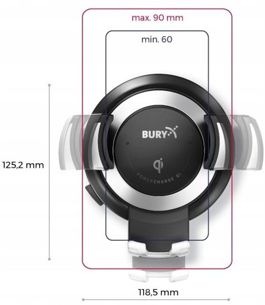 Автомобільний тримач для телефону з бездротовою зарядкою Bury PowerCharge Qi 5W (4023032187521) - зображення 5