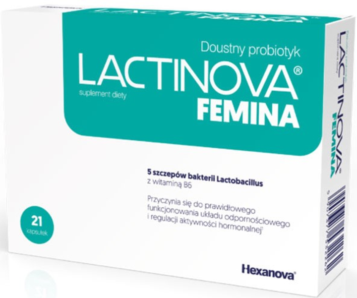 Probiotyk Hexanova Lactinova Femina 21 kapsułek (5907377532262) - obraz 1