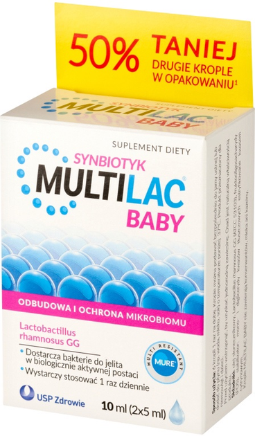Synbiotyk Multilac Baby w kroplach 2 x 5 ml (5903031282627) - obraz 1