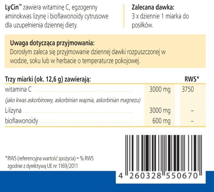 Suplement diety Dr. Rath LyCin + Witamina C 420 g (4260328550670) - obraz 2