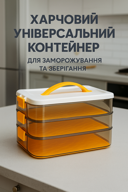 Харчовий контейнер для їжі 3 рівня судок на 3 відділення HP50657 ланч бокс харчовий прямокутний - зображення 3