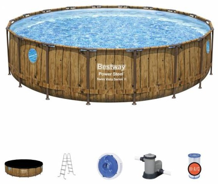 Basen Bestway Power Steel Swim Vista Series Pool Set 56977 5.49  × 1.22 m (6941607311530) - obraz 2